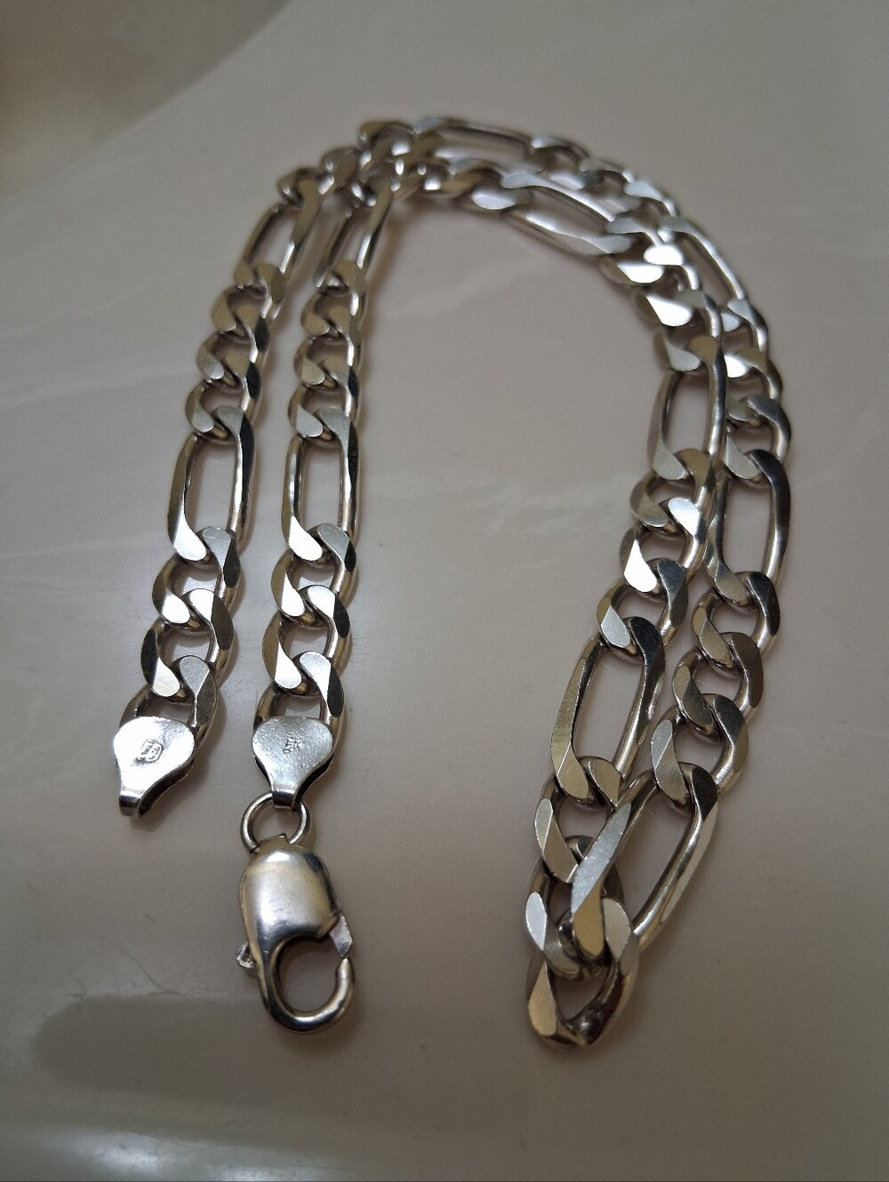 Mens .925 Sterling Silver Solid Figaro Chain Heavy
